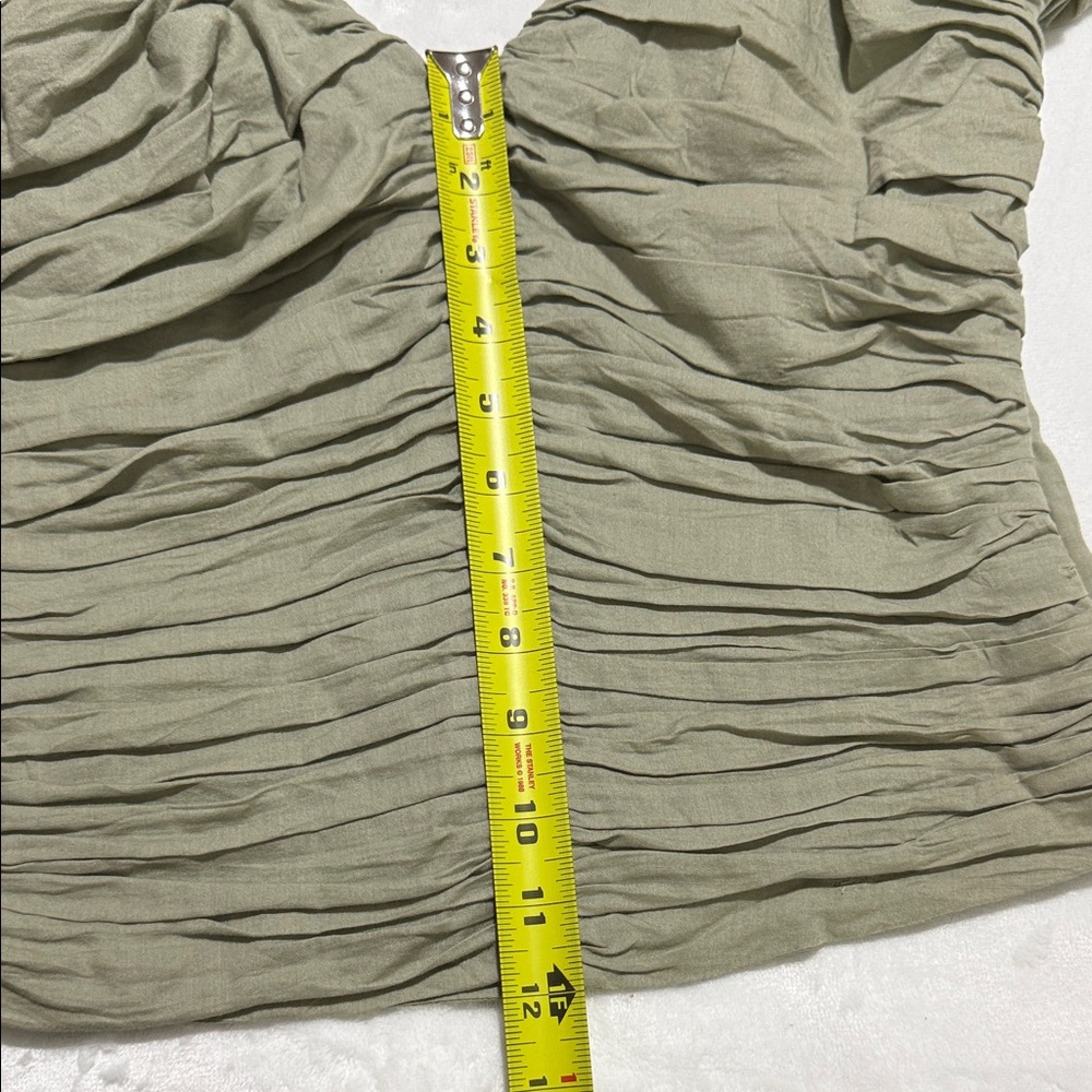 Abercrombie & Fitch Ruched Olive Blouse - Picture 12 of 13